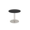 Monza circular dining table with flat round brushed steel base 800mm - Black - MDC800-BS-BK