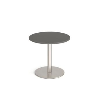 Monza circular dining table with flat round brushed steel base 800mm - Onyx Grey - MDC800-BS-OG