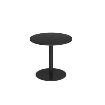 Monza circular dining table with flat round black base 800mm - Black - MDC800-K-BK