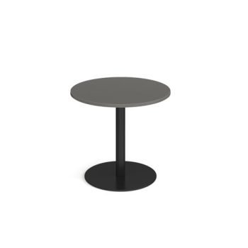 Monza circular dining table with flat round black base 800mm - Onyx Grey - MDC800-K-OG