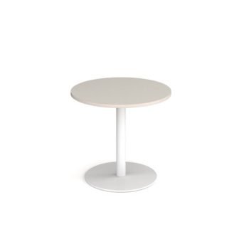 Monza circular dining table with flat round white base 800mm - Black - MDC800-WH-BK