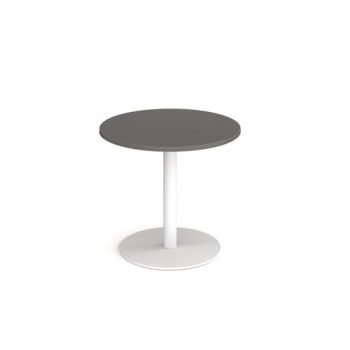 Monza circular dining table with flat round white base 800mm - Onyx Grey - MDC800-WH-OG