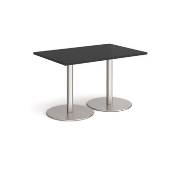 Monza rectangular dining table with flat round brushed steel bases 1200mm x 800mm - Black - MDR1200-BS-BK