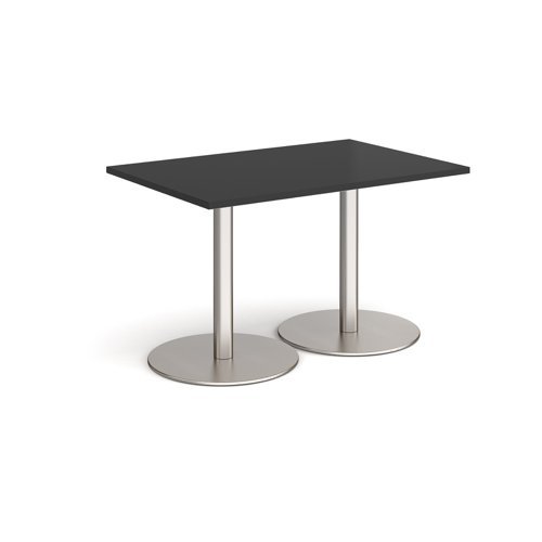 Monza rectangular dining table with flat round brushed steel bases 1200mm x 800mm - Black - MDR1200-BS-BK