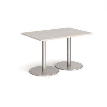 Monza rectangular dining table with flat round brushed steel bases 1200mm x 800mm - Light Grey - MDR1200-BS-LG