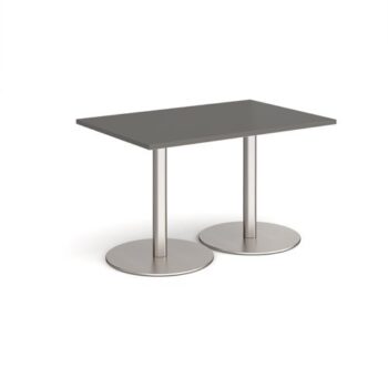 Monza rectangular dining table with flat round brushed steel bases 1200mm x 800mm - Onyx Grey - MDR1200-BS-OG