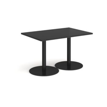 Monza rectangular dining table with flat round black bases 1200mm x 800mm - Black - MDR1200-K-BK