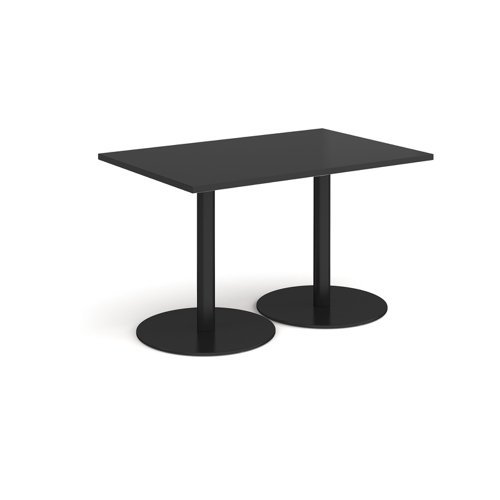 Monza rectangular dining table with flat round black bases 1200mm x 800mm - Black - MDR1200-K-BK
