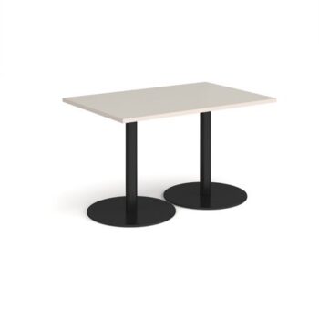 Monza rectangular dining table with flat round black bases 1200mm x 800mm - Light Grey - MDR1200-K-LG