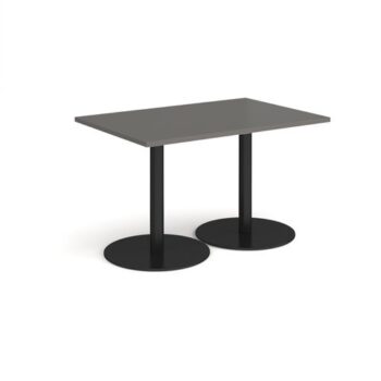 Monza rectangular dining table with flat round black bases 1200mm x 800mm - Onyx Grey - MDR1200-K-OG