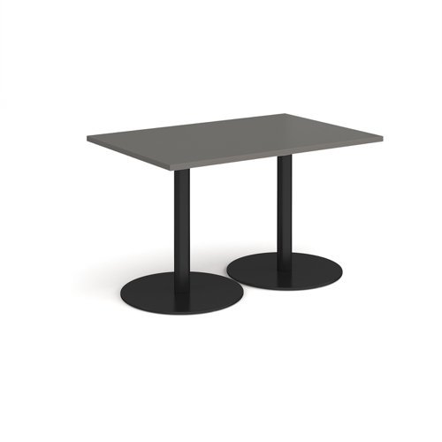 Monza rectangular dining table with flat round black bases 1200mm x 800mm - Onyx Grey - MDR1200-K-OG