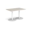Monza rectangular dining table with flat round white bases 1200mm x 800mm - Light Grey - MDR1200-WH-LG
