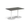 Monza rectangular dining table with flat round white bases 1200mm x 800mm - Onyx Grey - MDR1200-WH-OG