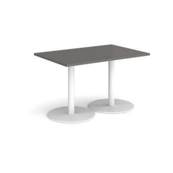 Monza rectangular dining table with flat round white bases 1200mm x 800mm - Onyx Grey - MDR1200-WH-OG