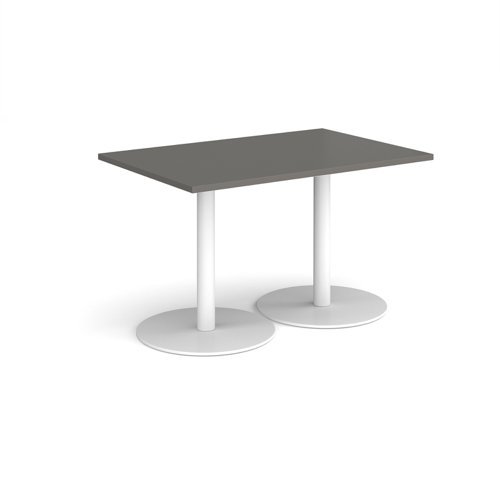 Monza rectangular dining table with flat round white bases 1200mm x 800mm - Onyx Grey - MDR1200-WH-OG