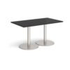 Monza rectangular dining table with flat round brushed steel bases 1400mm x 800mm - Black - MDR1400-BS-BK