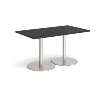 Monza rectangular dining table with flat round brushed steel bases 1400mm x 800mm - Black - MDR1400-BS-BK