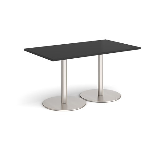 Monza rectangular dining table with flat round brushed steel bases 1400mm x 800mm - Black - MDR1400-BS-BK