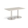 Monza rectangular dining table with flat round brushed steel bases 1400mm x 800mm - Light Grey - MDR1400-BS-LG