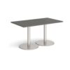 Monza rectangular dining table with flat round brushed steel bases 1400mm x 800mm - Onyx Grey - MDR1400-BS-OG
