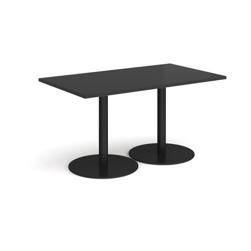 Monza rectangular dining table with flat round black bases 1400mm x 800mm - Black - MDR1400-K-BK