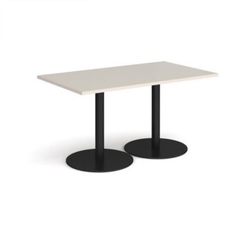 Monza rectangular dining table with flat round black bases 1400mm x 800mm - Light Grey - MDR1400-K-LG