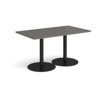 Monza rectangular dining table with flat round black bases 1400mm x 800mm - Onyx Grey - MDR1400-K-OG