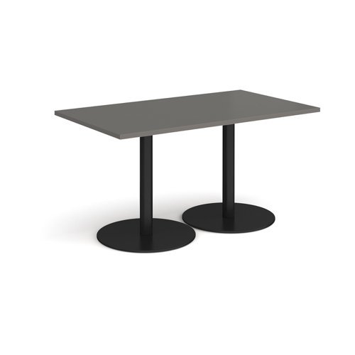 Monza rectangular dining table with flat round black bases 1400mm x 800mm - Onyx Grey - MDR1400-K-OG