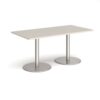 Monza rectangular dining table with flat round brushed steel bases 1600mm x 800mm - Light Grey - MDR1600-BS-LG