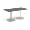 Monza rectangular dining table with flat round brushed steel bases 1600mm x 800mm - Onyx Grey - MDR1600-BS-OG