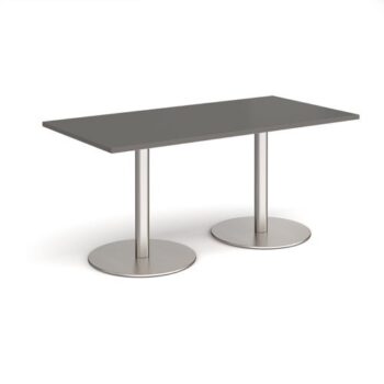 Monza rectangular dining table with flat round brushed steel bases 1600mm x 800mm - Onyx Grey - MDR1600-BS-OG