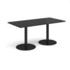 Monza rectangular dining table with flat round black bases 1600mm x 800mm - Black - MDR1600-K-BK