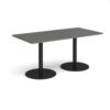 Monza rectangular dining table with flat round black bases 1600mm x 800mm - Onyx Grey - MDR1600-K-OG