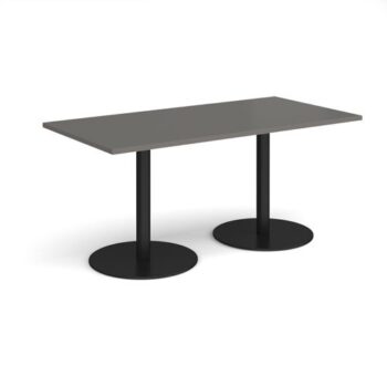 Monza rectangular dining table with flat round black bases 1600mm x 800mm - Onyx Grey - MDR1600-K-OG