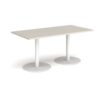 Monza rectangular dining table with flat round white bases 1600mm x 800mm - Light Grey - MDR1600-WH-LG