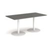 Monza rectangular dining table with flat round white bases 1600mm x 800mm - Onyx Grey - MDR1600-WH-OG