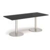 Monza rectangular dining table with flat round brushed steel bases 1800mm x 800mm - Black - MDR1800-BS-BK