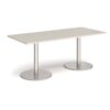 Monza rectangular dining table with flat round brushed steel bases 1800mm x 800mm - Light Grey - MDR1800-BS-LG