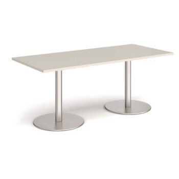 Monza rectangular dining table with flat round brushed steel bases 1800mm x 800mm - Light Grey - MDR1800-BS-LG