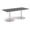 Monza rectangular dining table with flat round brushed steel bases 1800mm x 800mm - Onyx Grey - MDR1800-BS-OG