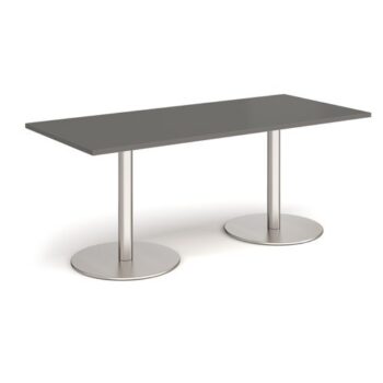 Monza rectangular dining table with flat round brushed steel bases 1800mm x 800mm - Onyx Grey - MDR1800-BS-OG