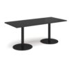 Monza rectangular dining table with flat round black bases 1800mm x 800mm - Black - MDR1800-K-BK
