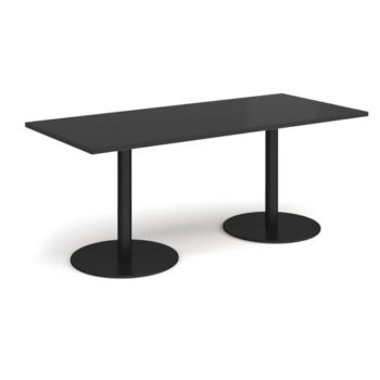 Monza rectangular dining table with flat round black bases 1800mm x 800mm - Black - MDR1800-K-BK