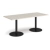 Monza rectangular dining table with flat round black bases 1800mm x 800mm - Light Grey - MDR1800-K-LG