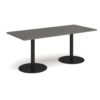 Monza rectangular dining table with flat round black bases 1800mm x 800mm - Onyx Grey - MDR1800-K-OG