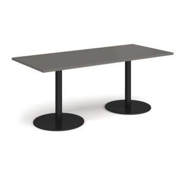 Monza rectangular dining table with flat round black bases 1800mm x 800mm - Onyx Grey - MDR1800-K-OG