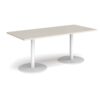 Monza rectangular dining table with flat round white bases 1800mm x 800mm - Light Grey - MDR1800-WH-LG