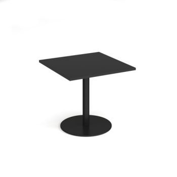 Monza square dining table with flat round black base 800mm - Black - MDS800-K-BK