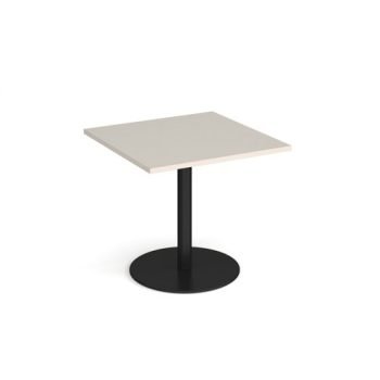 Monza square dining table with flat round black base 800mm - Light Grey - MDS800-K-LG