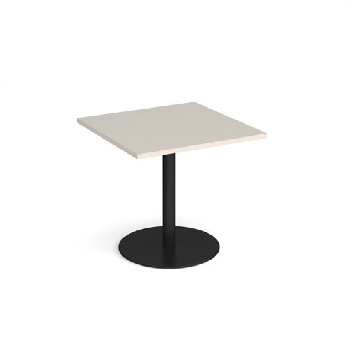 Monza square dining table with flat round black base 800mm - Light Grey - MDS800-K-LG